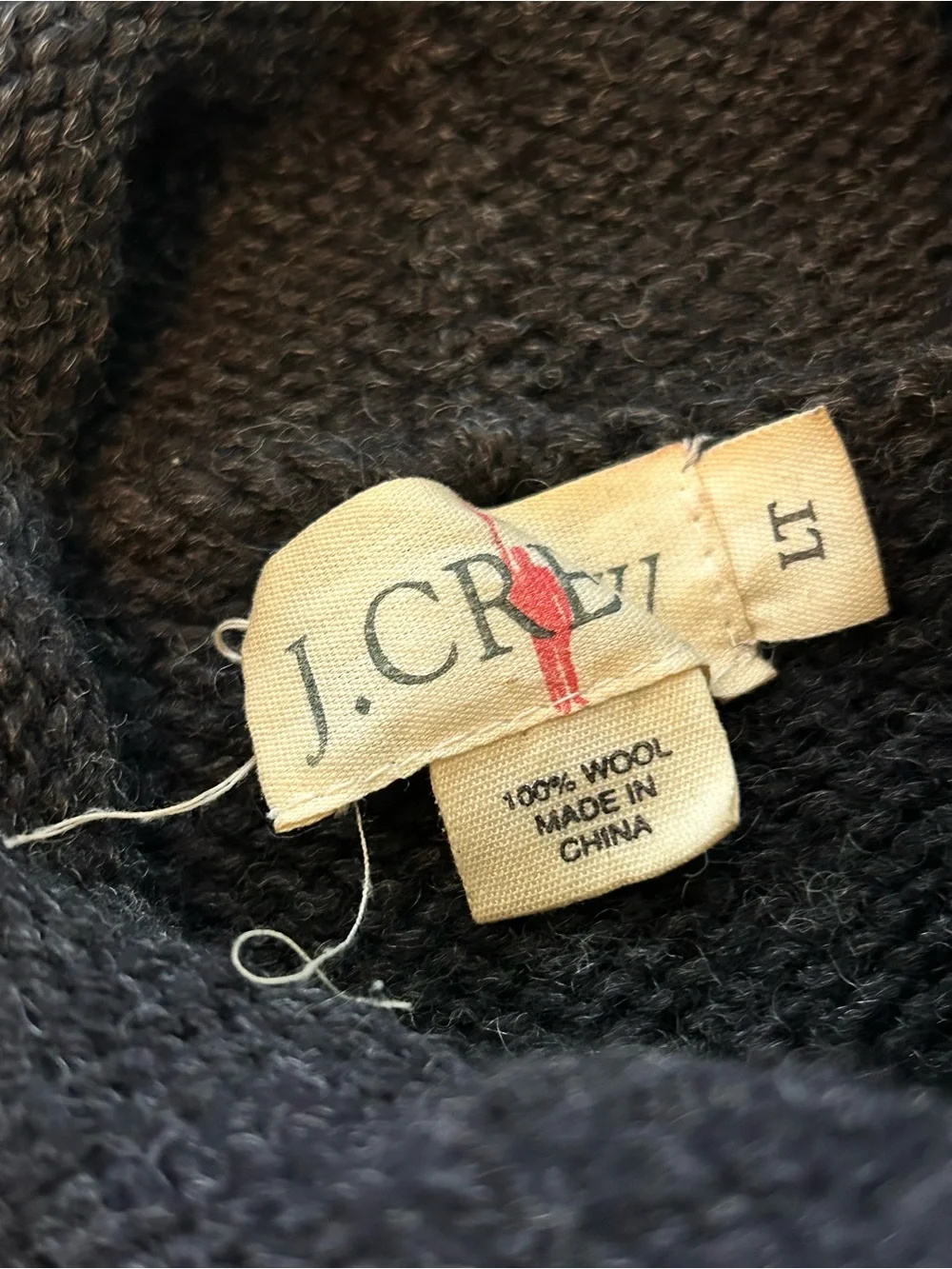 VTG Men’s J. Crew Roll Neck 100% Wool Sweater Dark Charcoal Gray Large Tall
